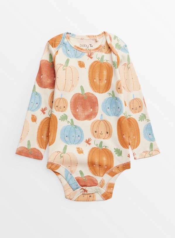 Halloween Cream Pumpkin Print Bodysuit  6-9 months